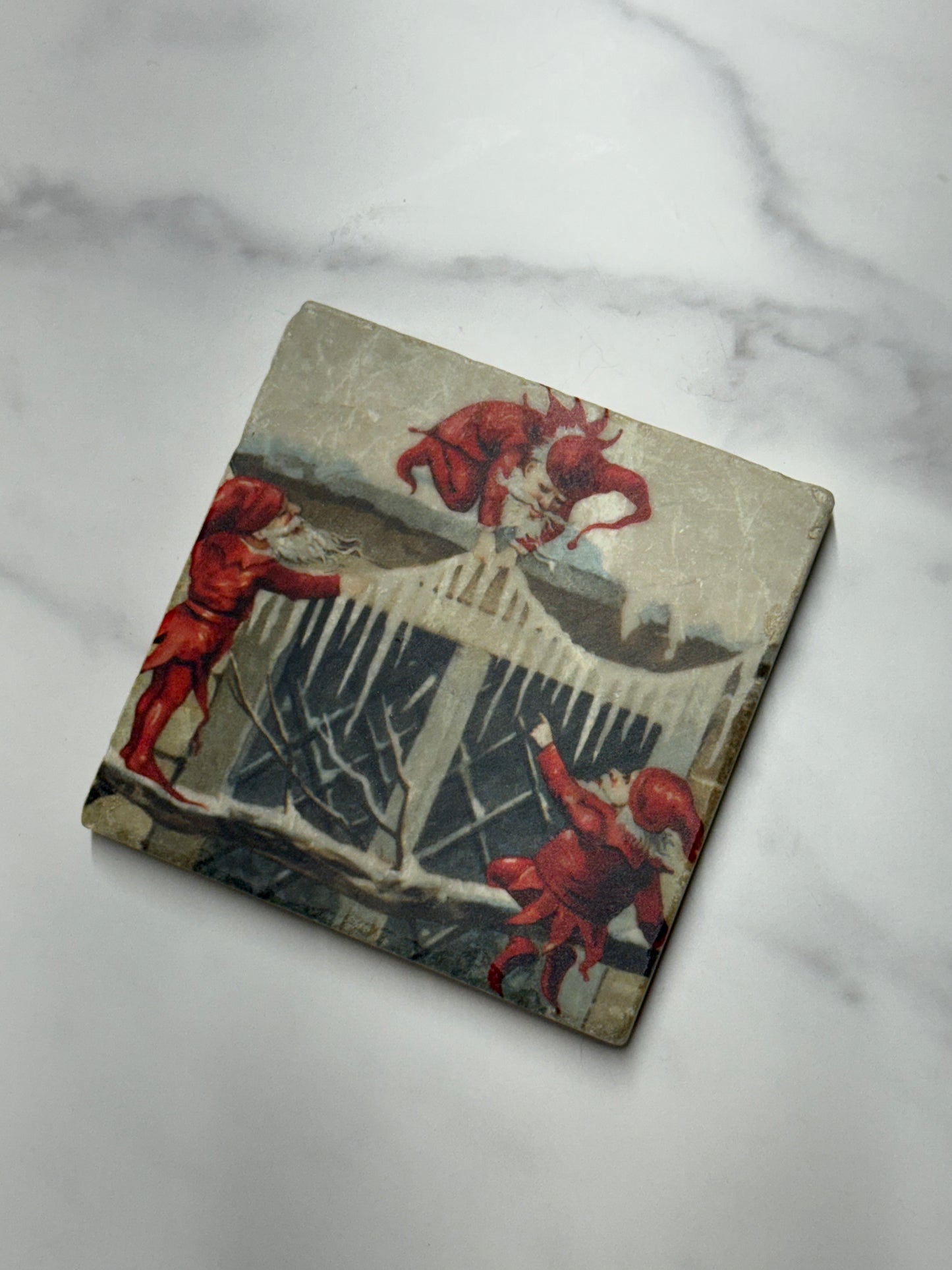 Santa's Elves Marble Coaster #1