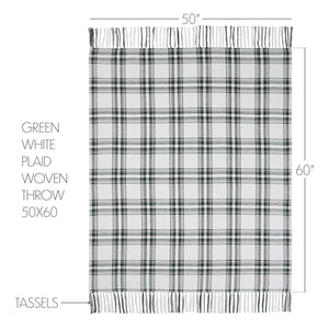 Harper Plaid Green White Woven Throw 50x60