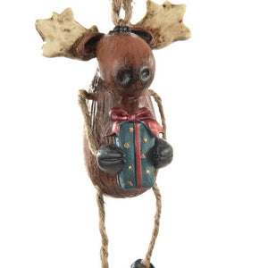 Moose With Gift Christmas Ornament