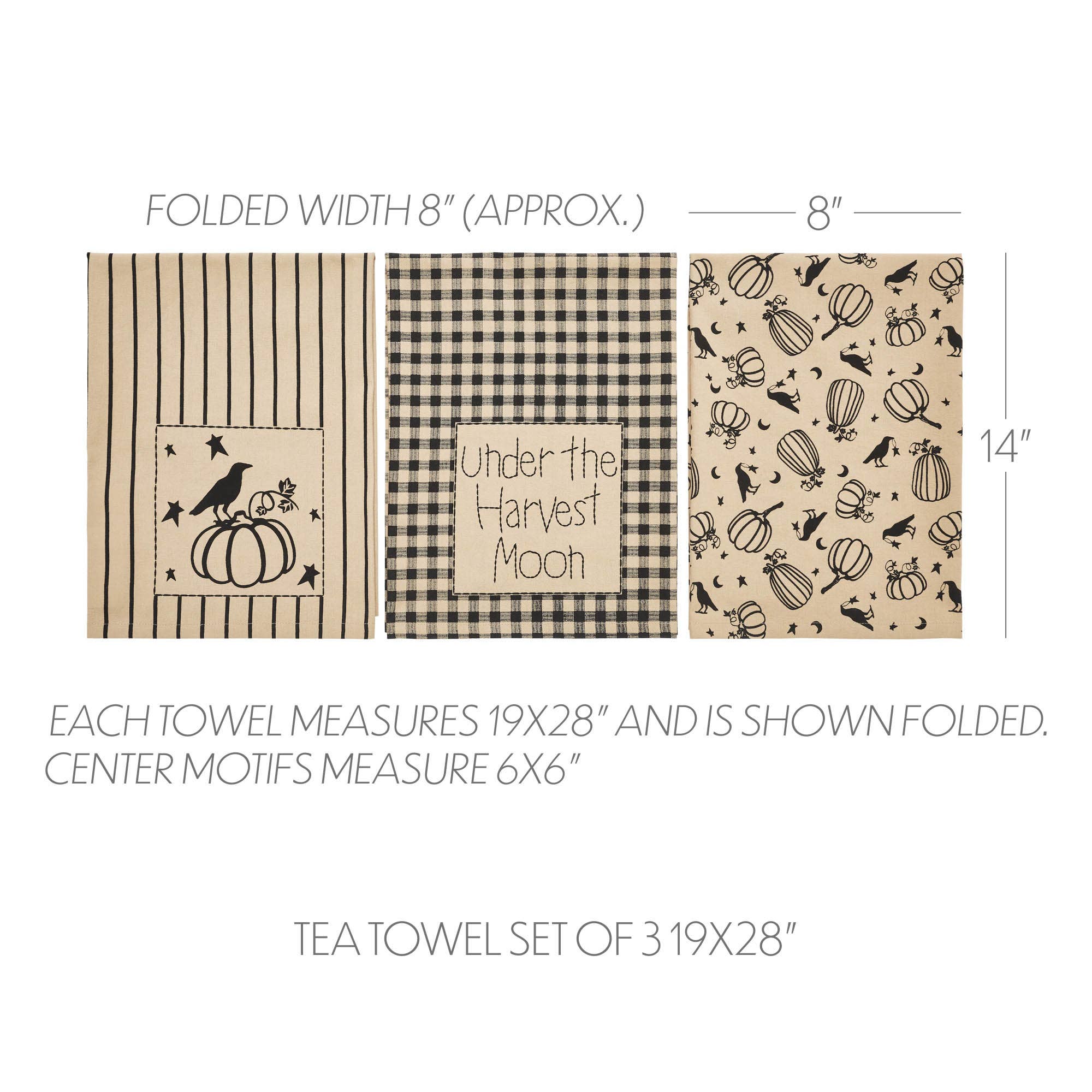 Raven Harvest Tea Towel Set of 3 19x28