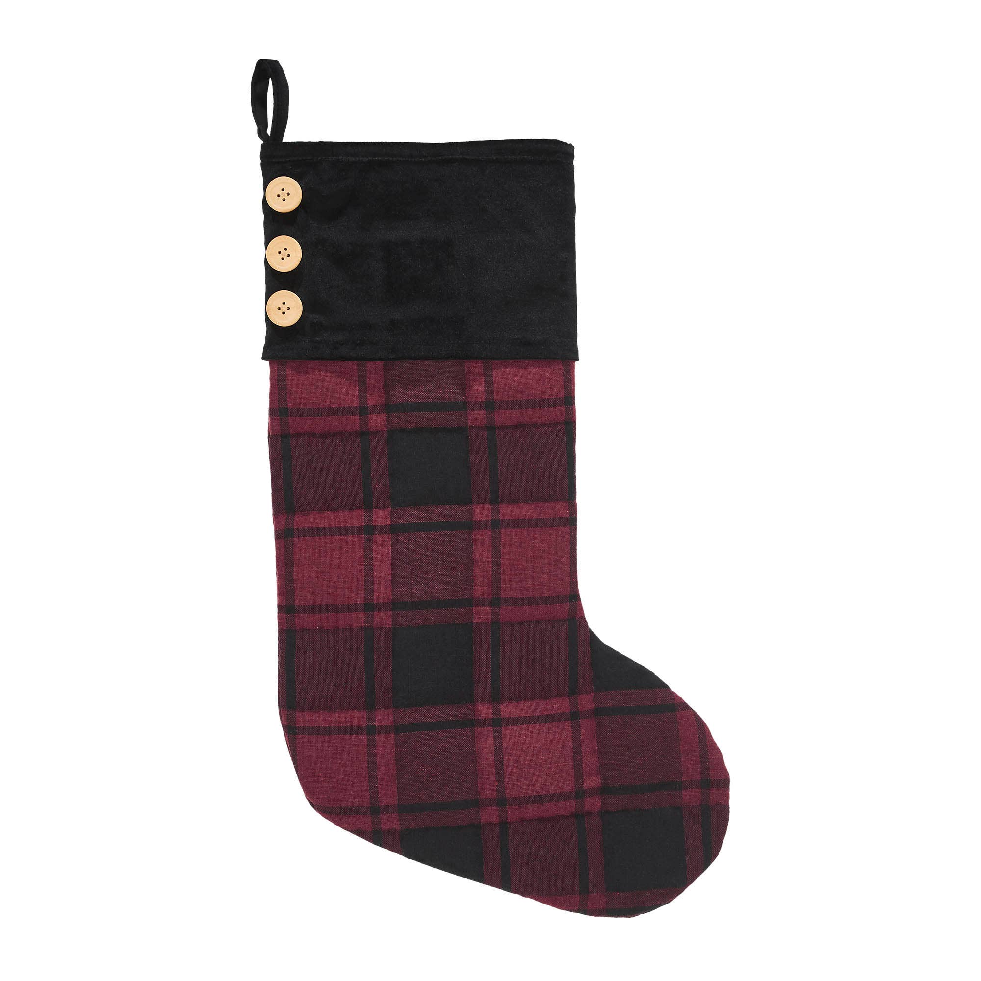 Cumberland Red Black Plaid Stocking 12"x20"