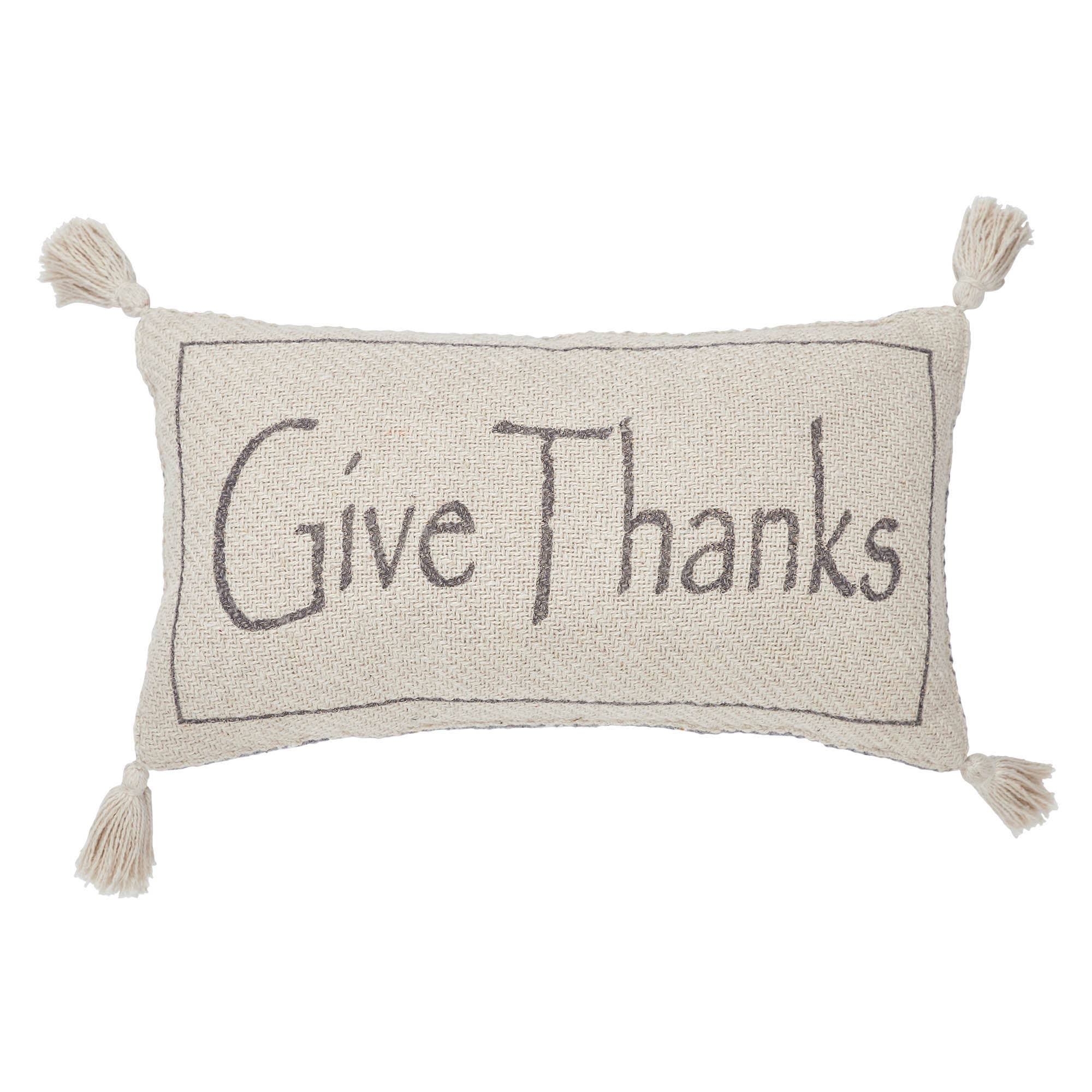 Harvest Blessings Give Thanks Woven Pillow 7"x13"