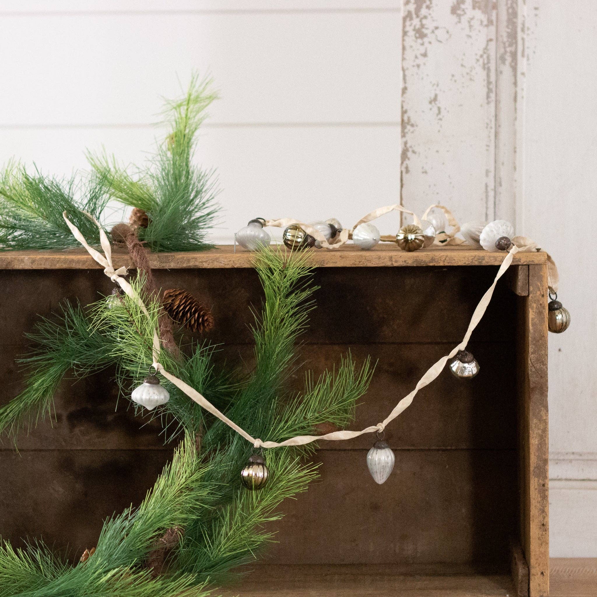 Garland - Mini Silver Mercury Glass Ornaments