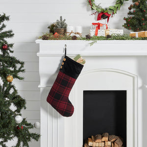 Cumberland Red Black Plaid Stocking 12"x20"