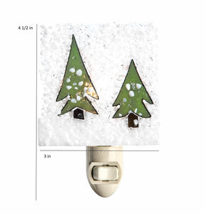 Winter Pines Christmas Glass Night Light