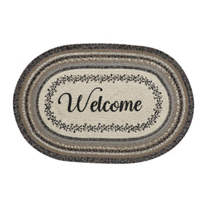 Floral Vine Jute Oval Rug Welcome 20"x30"