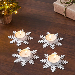 Tealight Holder Snowflake Antique White