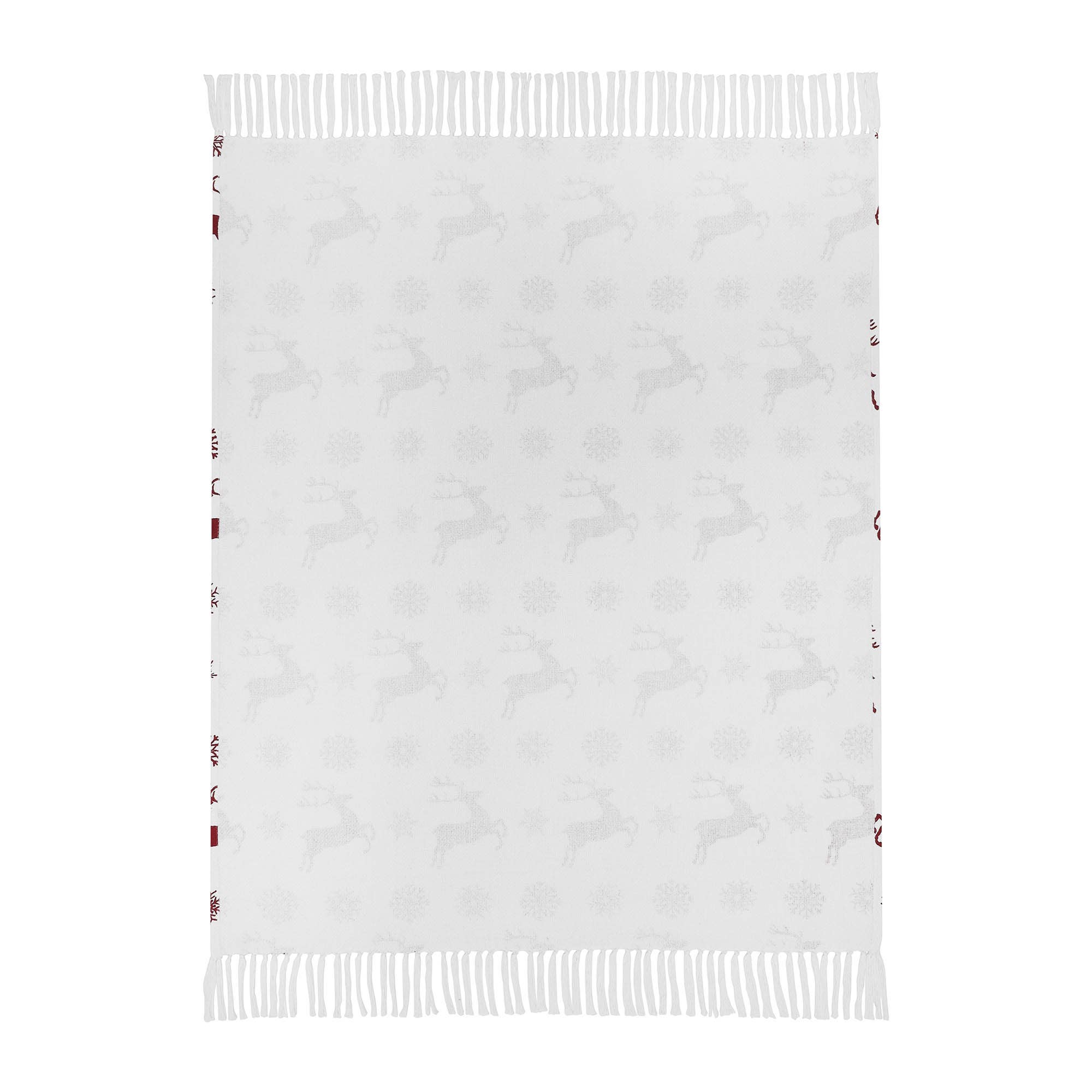 Scandia Snowflake Red White Woven Throw 50"x60"