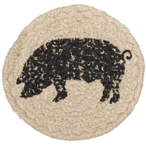 Sawyer Mill Charcoal Pig Jute Coaster Set of 6