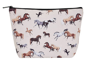 AWST Int'l "Lila" Horses All Over Large Cosmetic Pouch