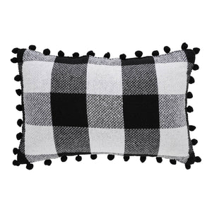 Annie Black Check Santa Sleigh Pillow 9.5"x14"