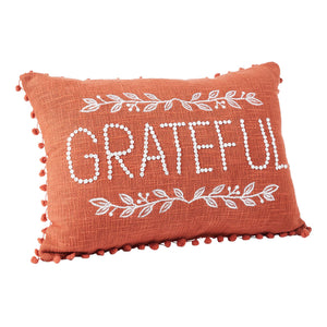 Grateful Pom Pom Pillow 14"x20"