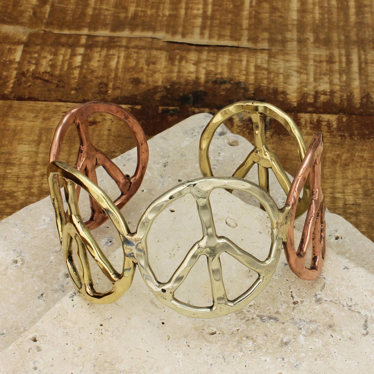 Mixed Metal Peace Sign Bracelet