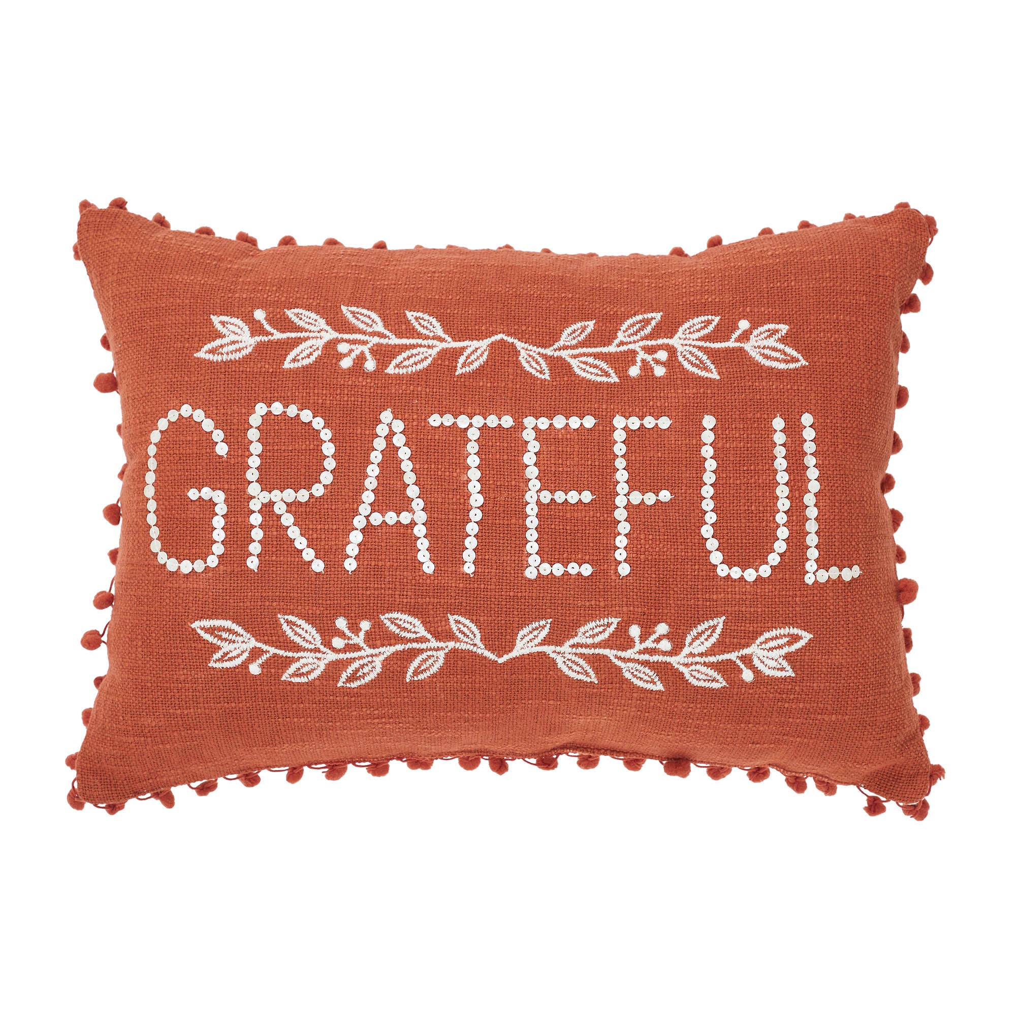 Grateful Pom Pom Pillow 14"x20"