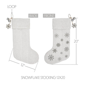 Yuletide Burlap Antique White Snowflake Stocking 12"x20"