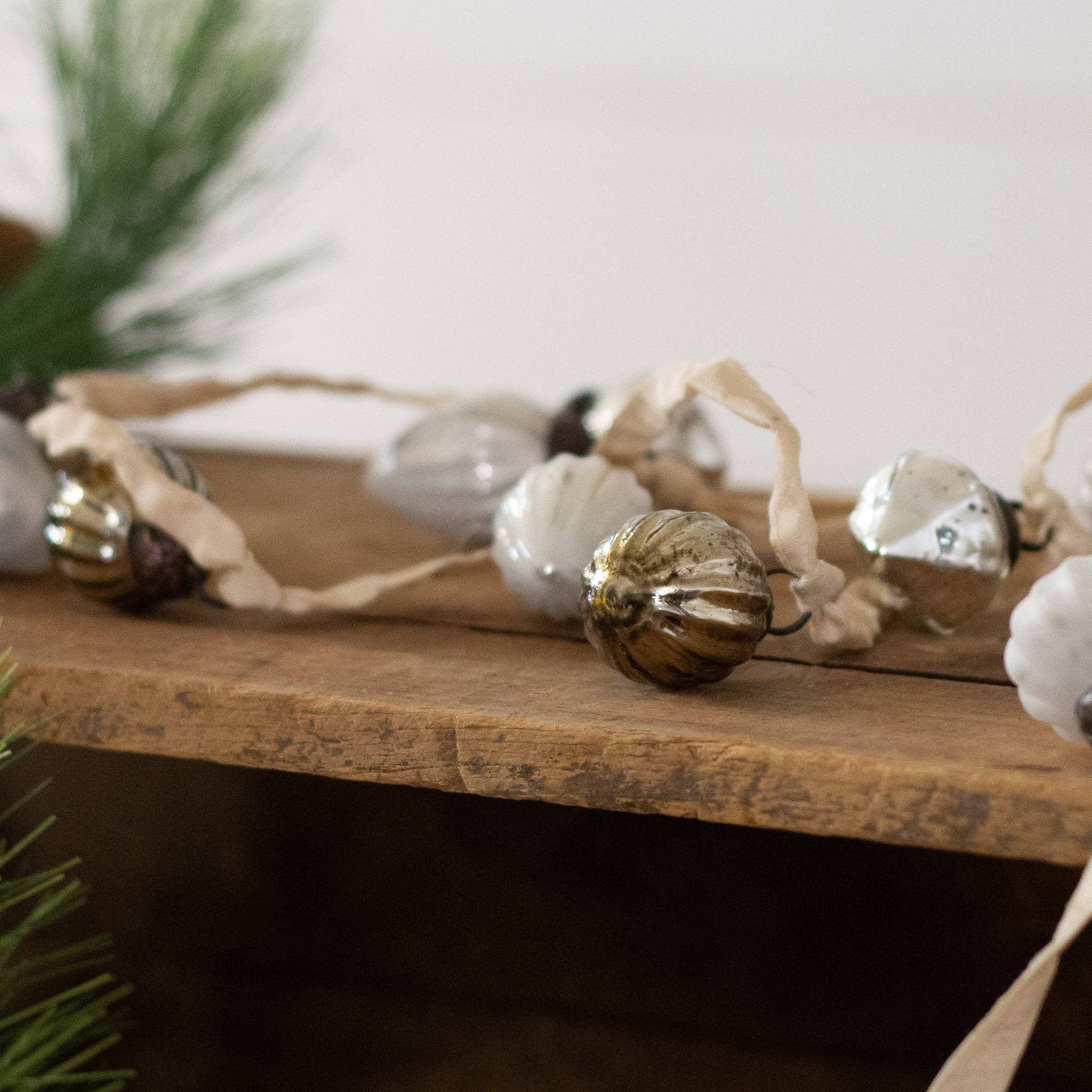 Garland - Mini Silver Mercury Glass Ornaments