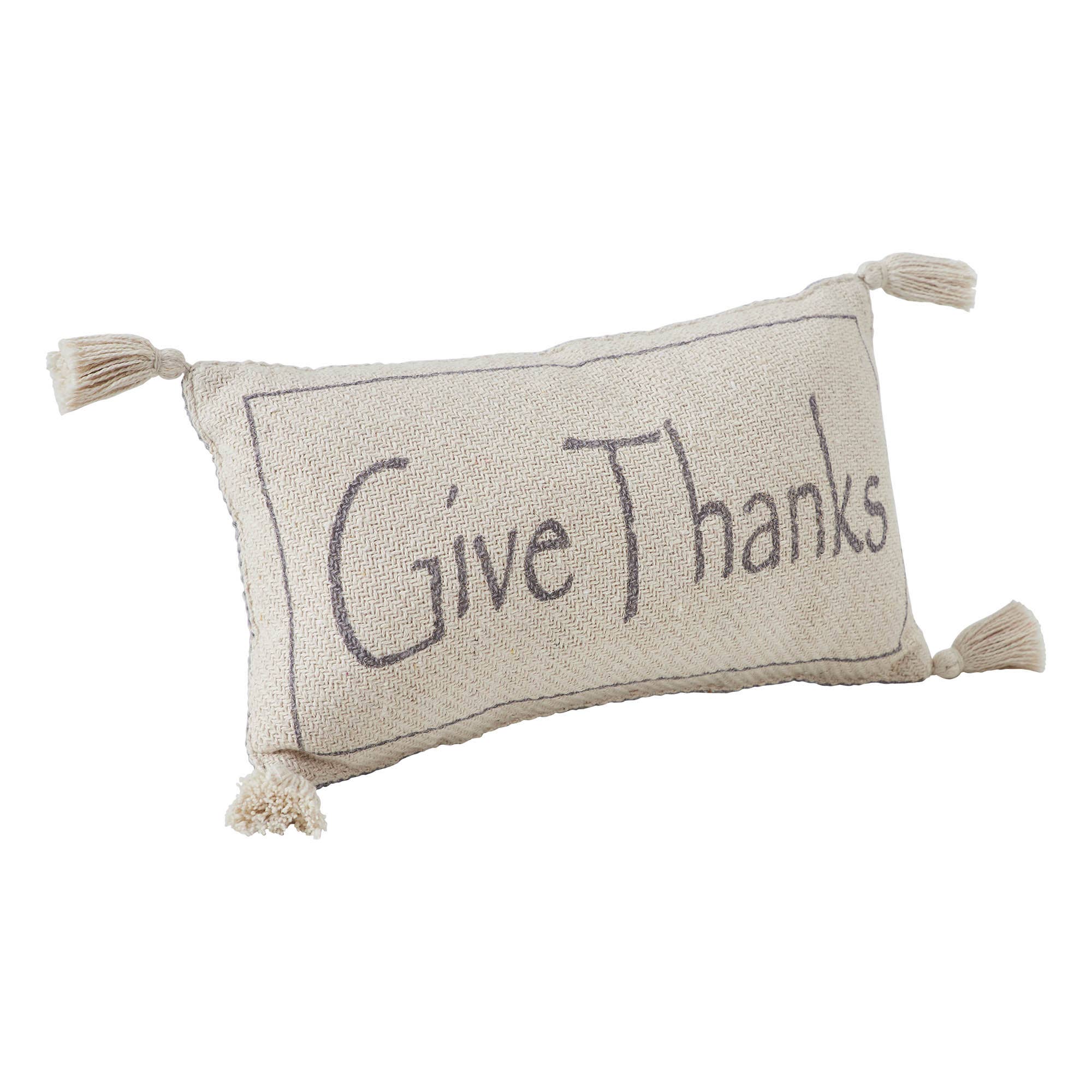 Harvest Blessings Give Thanks Woven Pillow 7"x13"