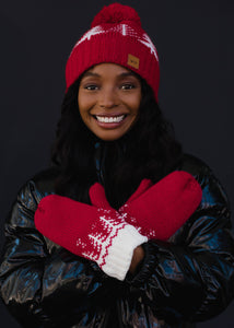 Red w/ White Trees Pom Hat