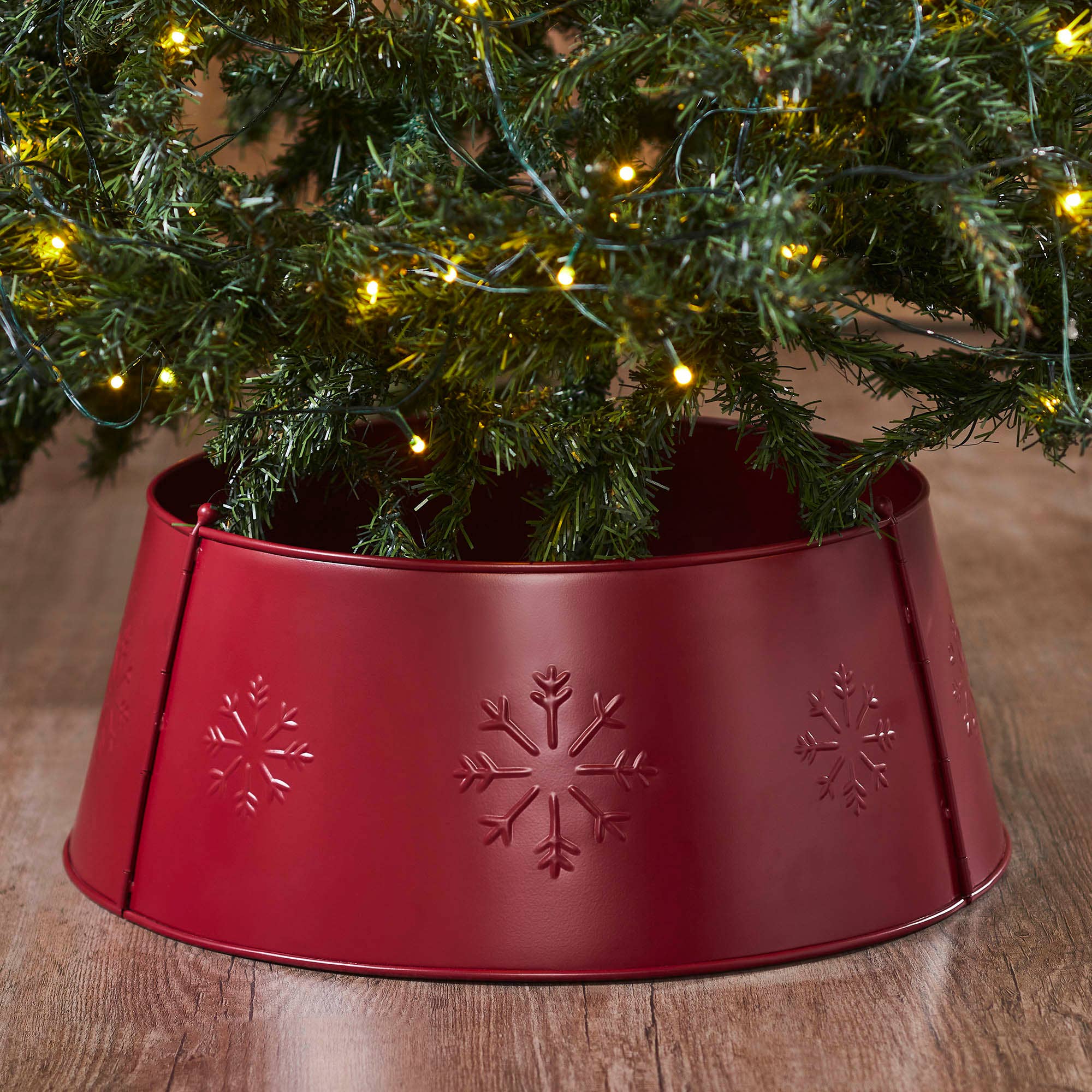 Snowflake Christmas Tree Collar Metal Burgundy 8x20x20