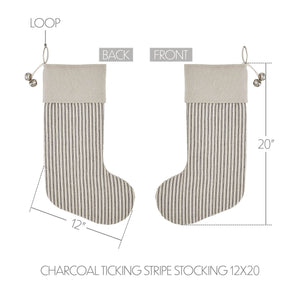 Sawyer Mill Charcoal Ticking Stripe Stocking 12"x20"