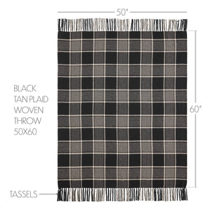 Eston Black Tan Plaid Throw 50x60