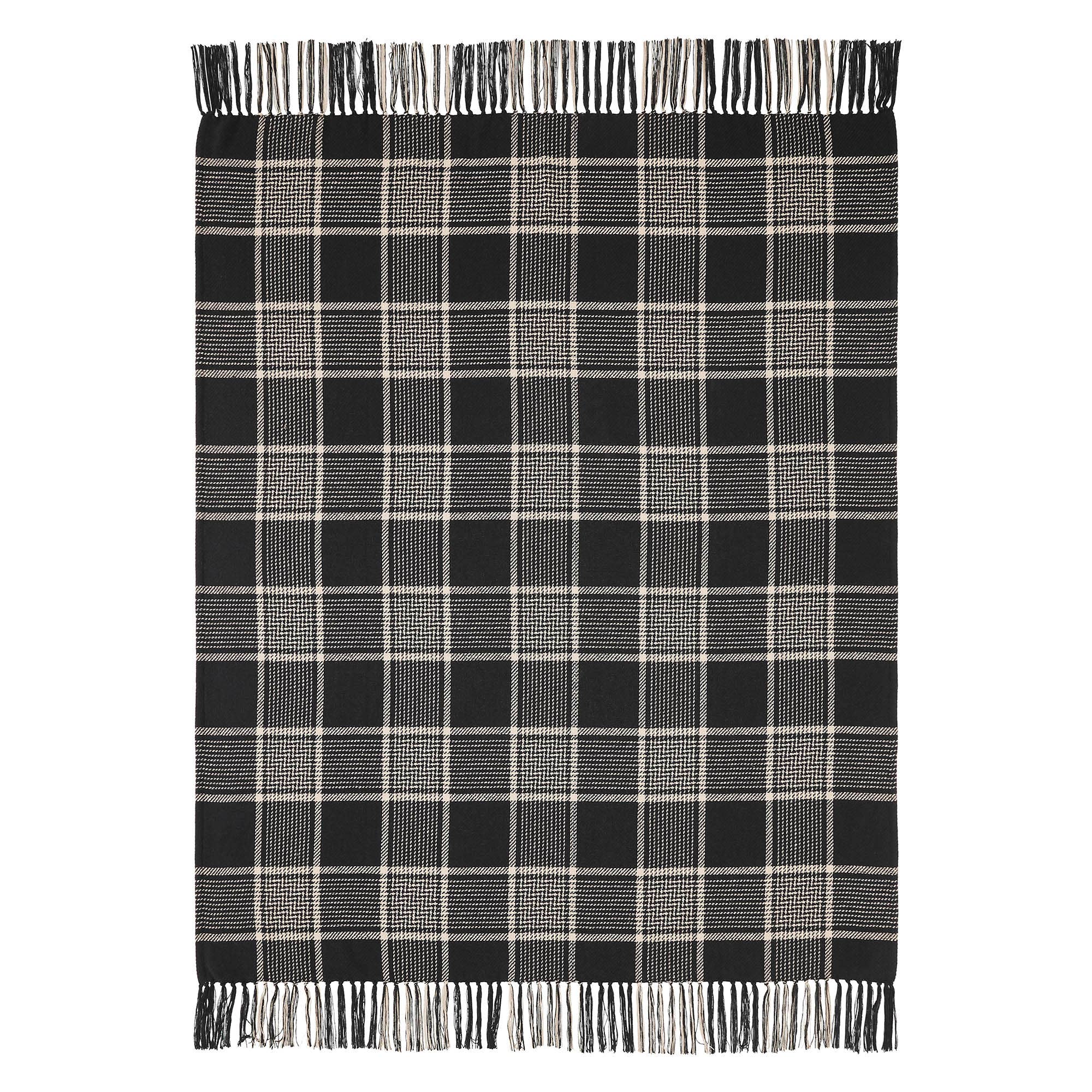 Eston Black Tan Plaid Throw 50x60