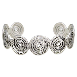 Silver Hammered Spirals Cuff Bracelet