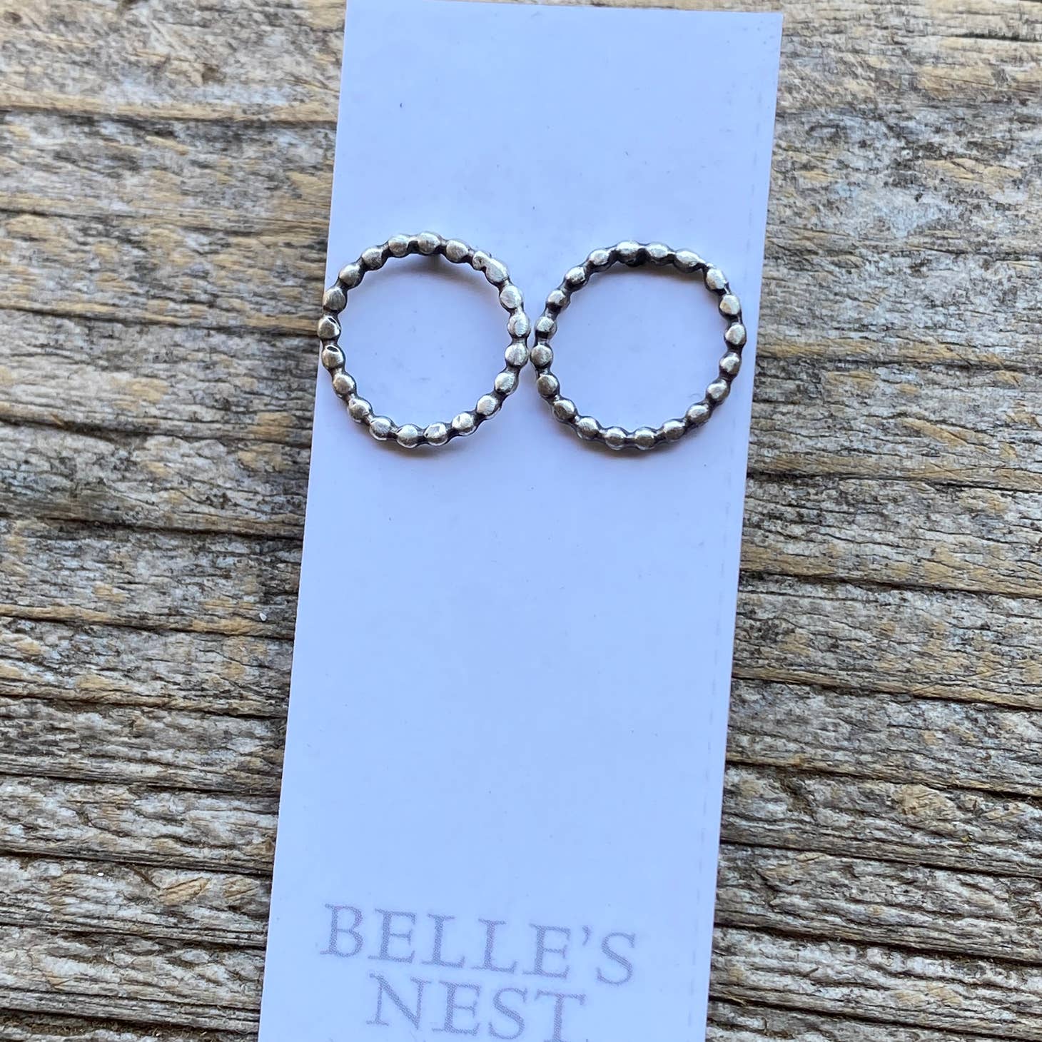 BELLE'S NEST SILVER CIRCLE BEADED STUDS