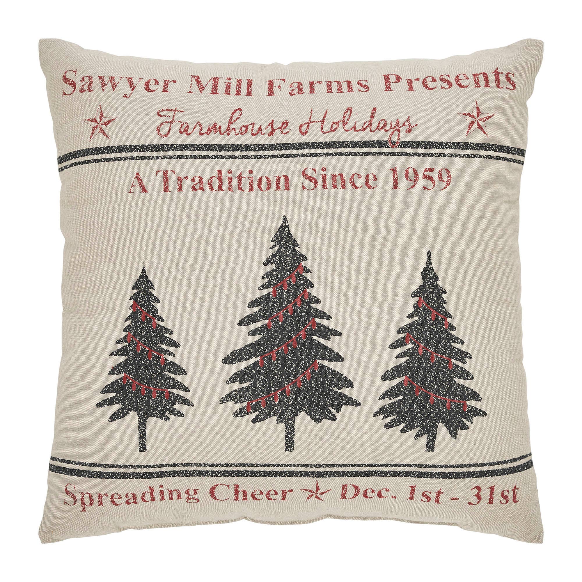 Sawyer Mill Holiday Tree Pillow 18"x18"