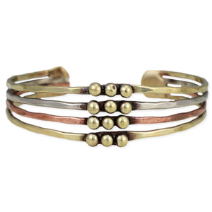 Mixed Metal Hammered Dotted Cuff Bracelet