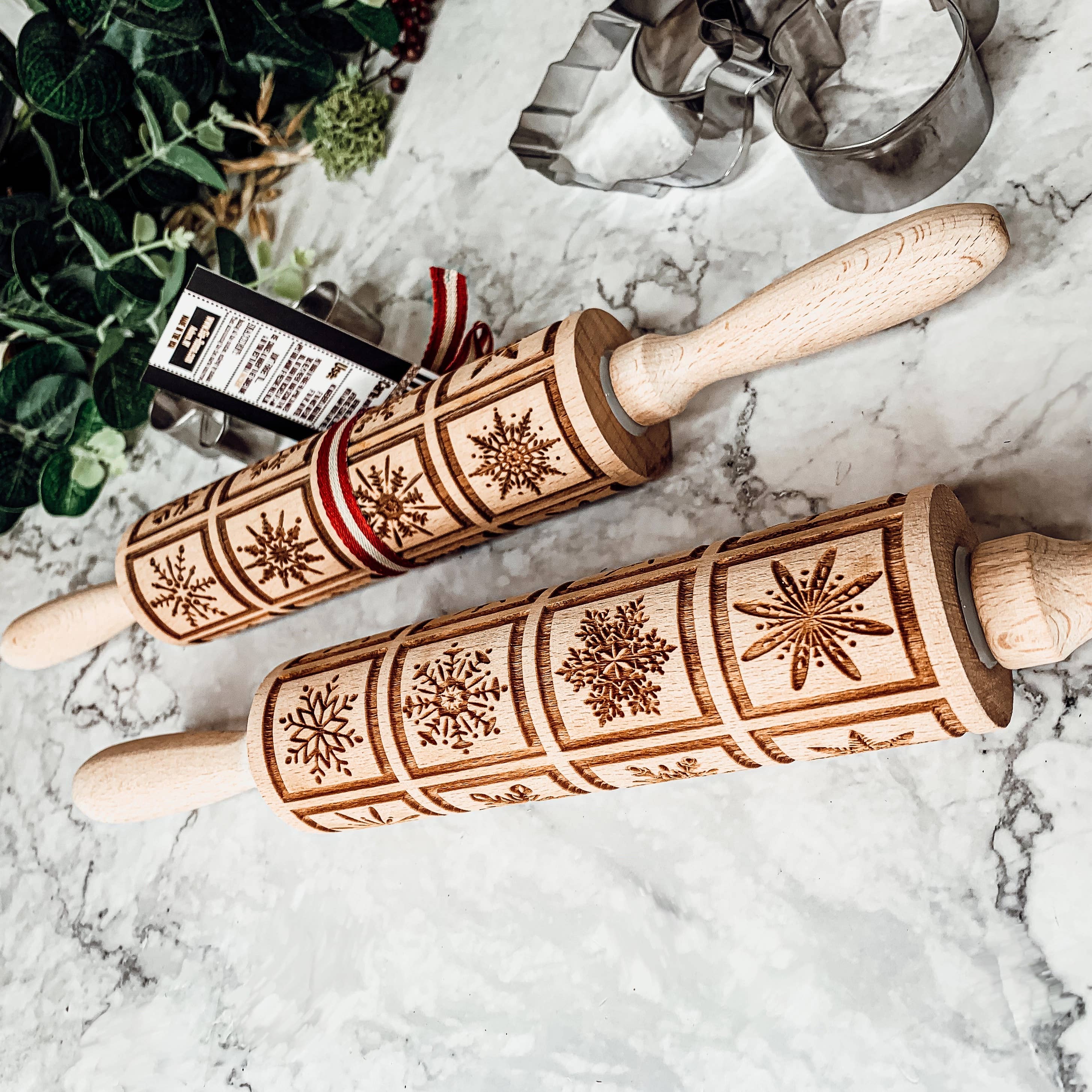 Wood Rolling Pins for Cookies & Baking Gift, Holiday Kitchen