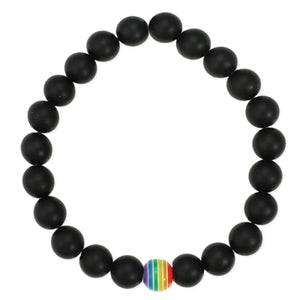 Black Stone Rainbow Bead Stretch Bracelet