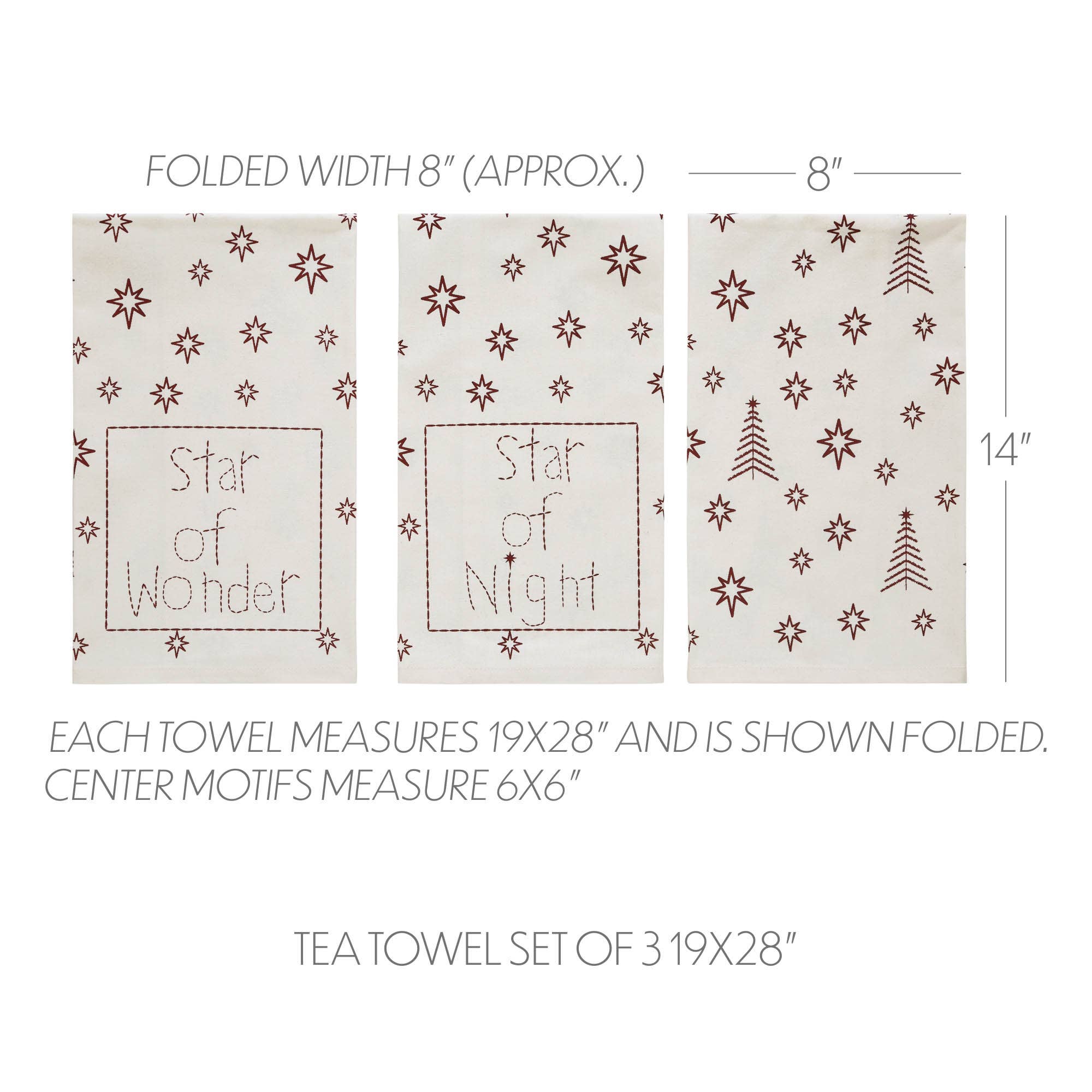 Star of Wonder Tea Towel Set of 3 19x28