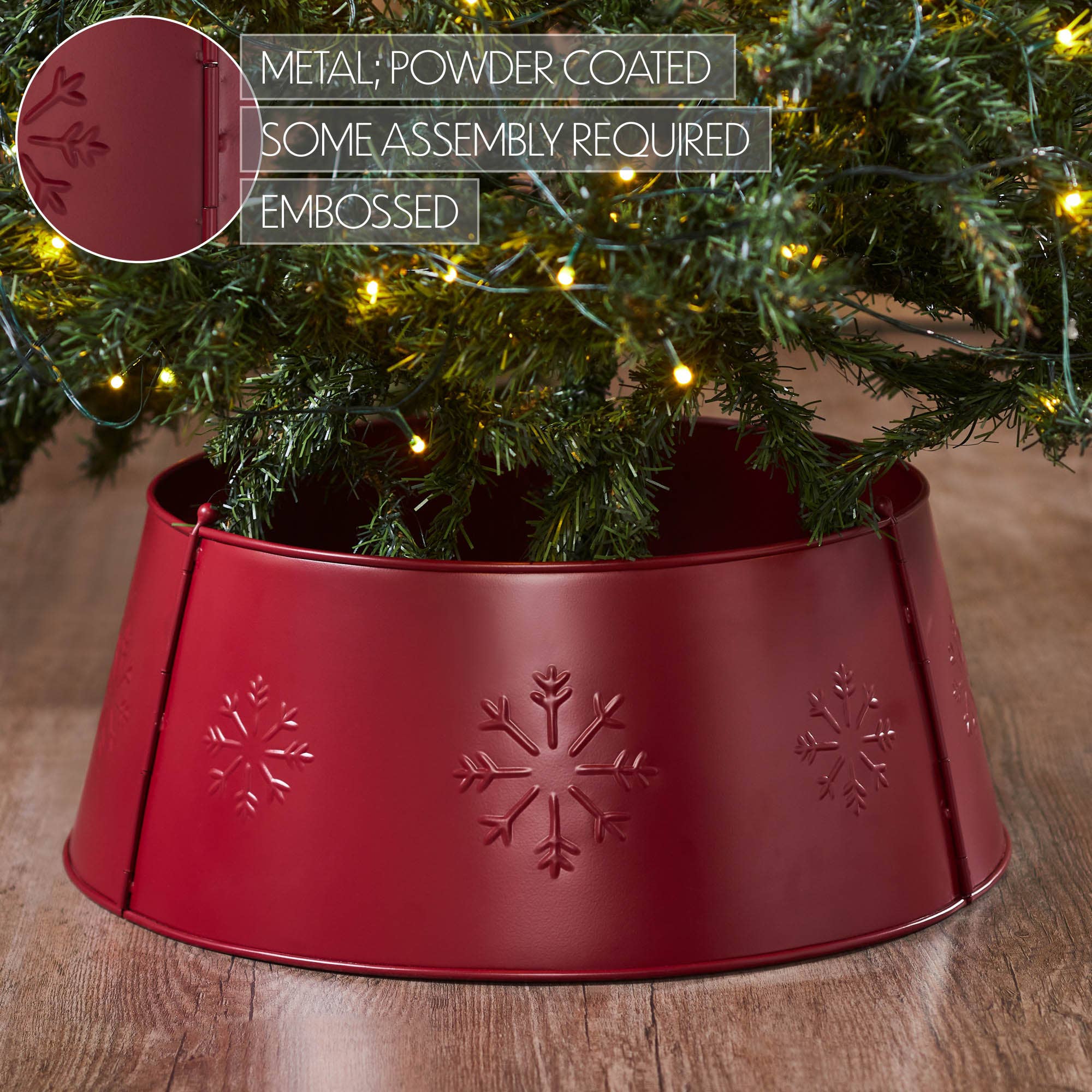 Snowflake Christmas Tree Collar Metal Burgundy 8x20x20