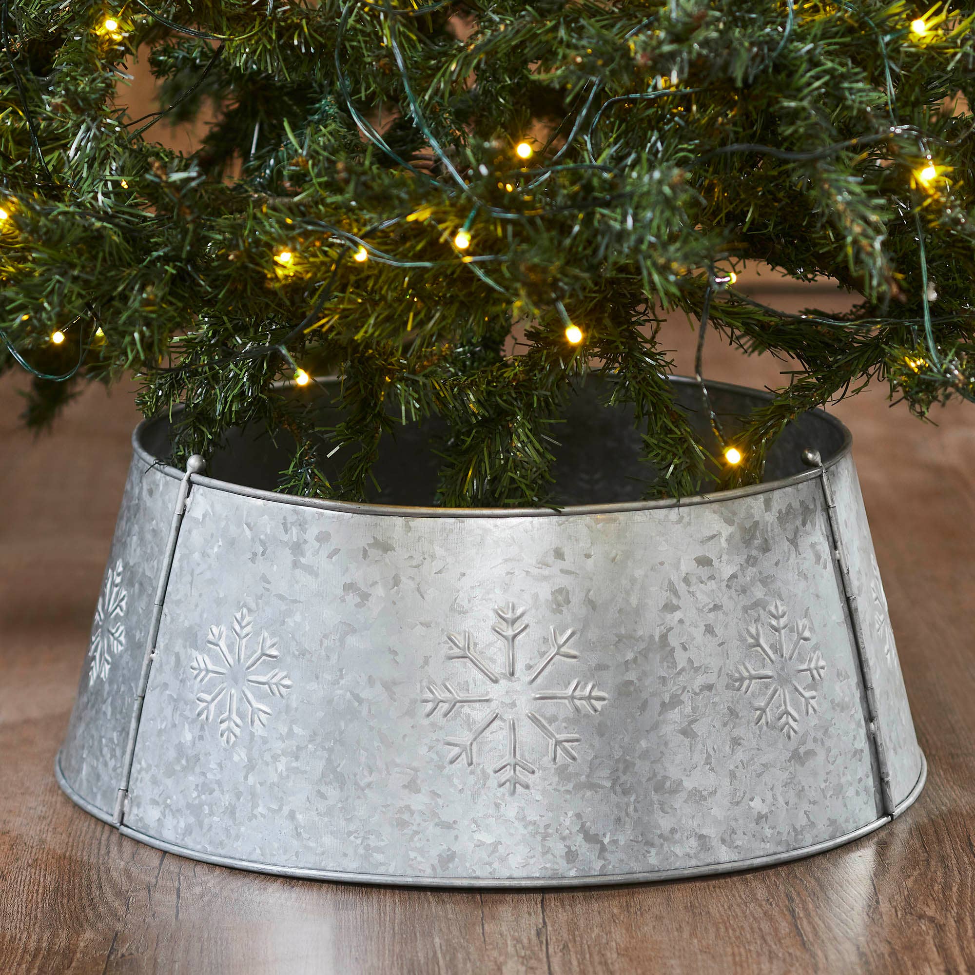 Snowflake Christmas Tree Collar Metal Galvanized 8x20x20