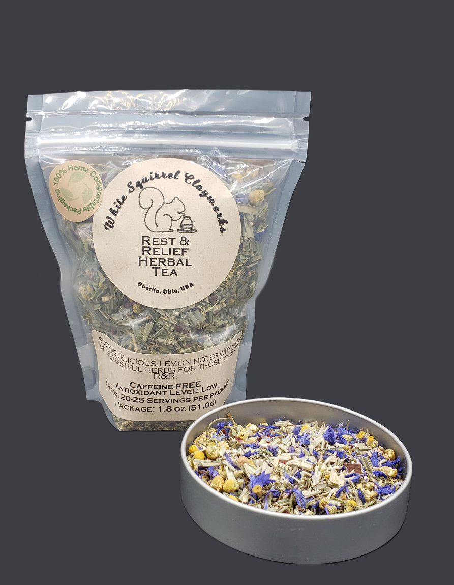 WHITE SQUIRREL CLAYWORKS REST & RELIEF HERBAL LOOSE LEAF TEA