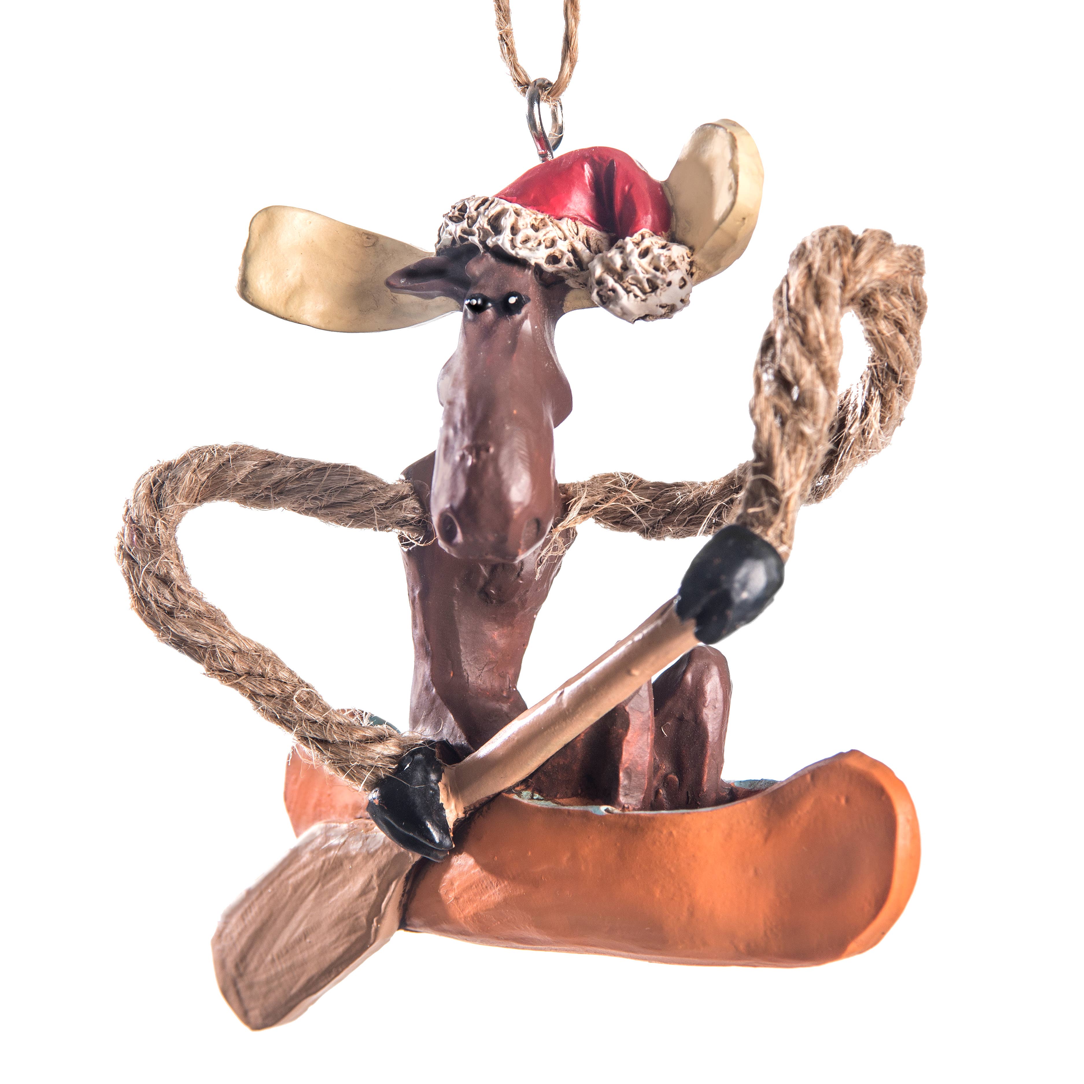 Moose In Canoe Ornament