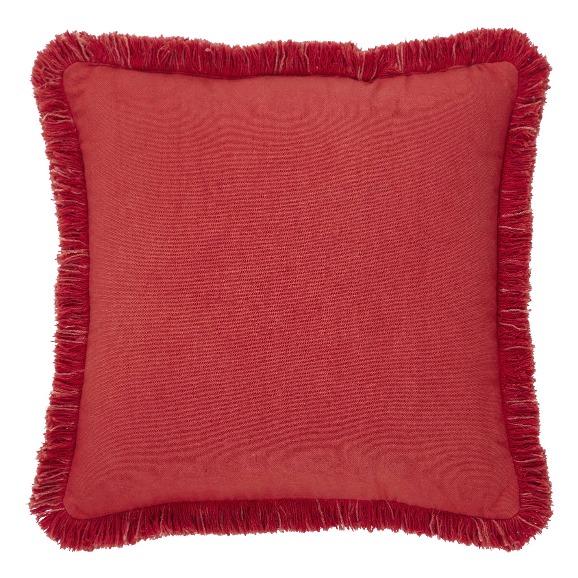 Red Snowflake Stone Washed Fringed Pillow 12"x12"