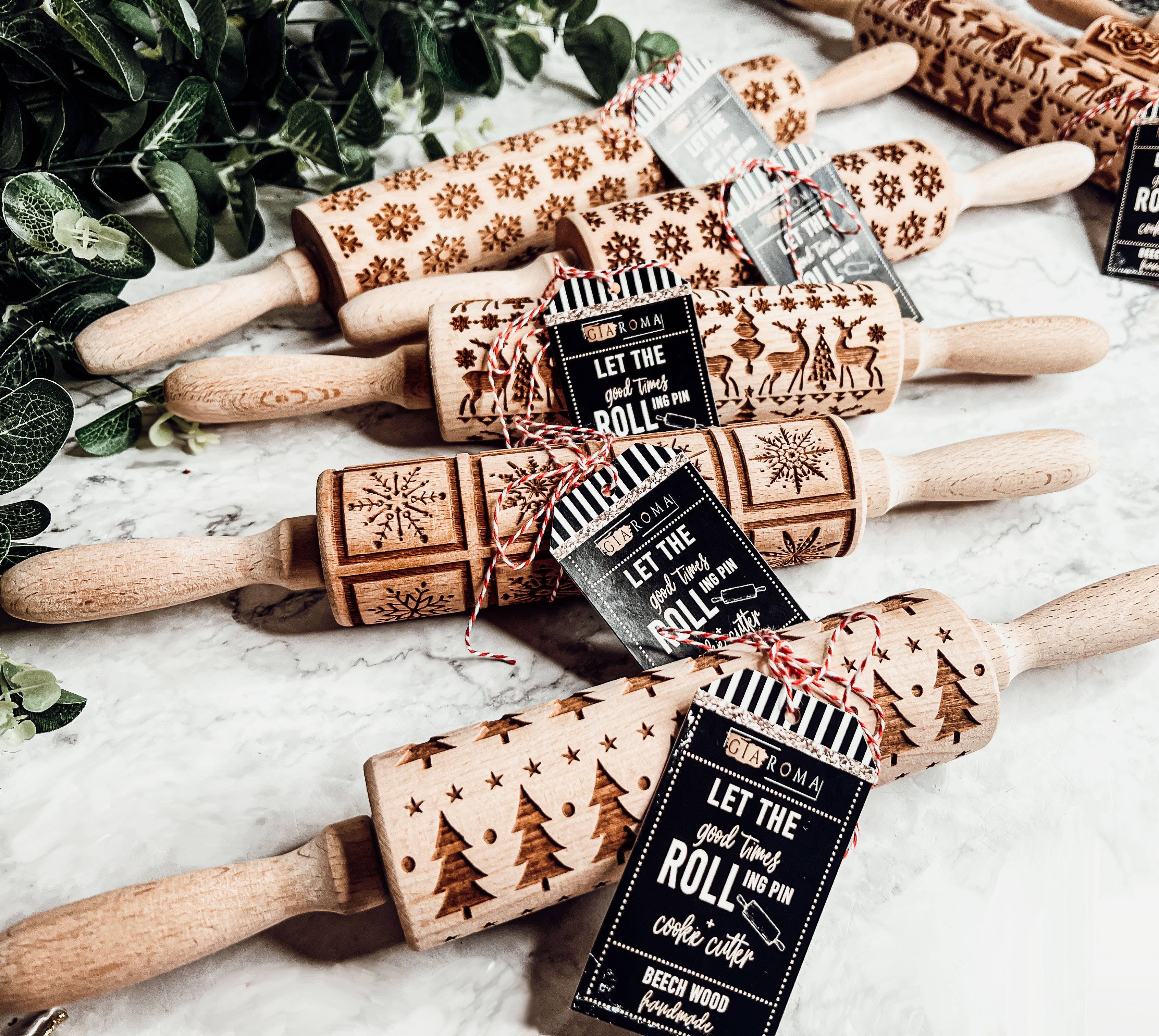 Wood Rolling Pins for Cookies & Baking Gift, Holiday Kitchen