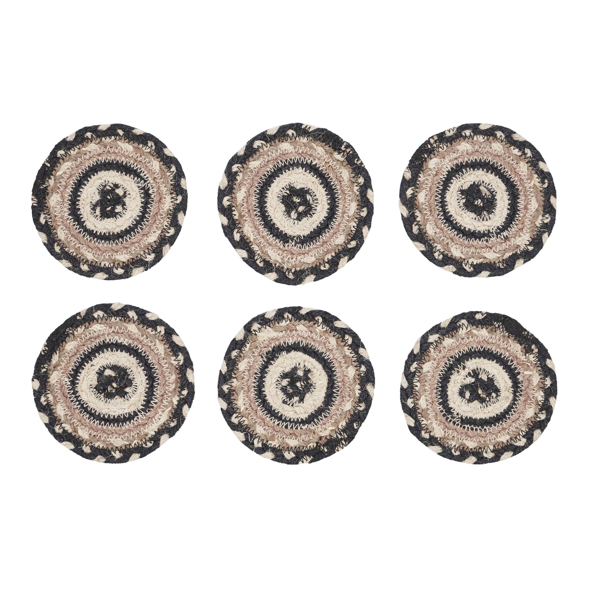 Sawyer Mill Charcoal Creme Jute Coaster Set of 6