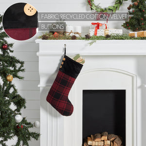 Cumberland Red Black Plaid Stocking 12"x20"