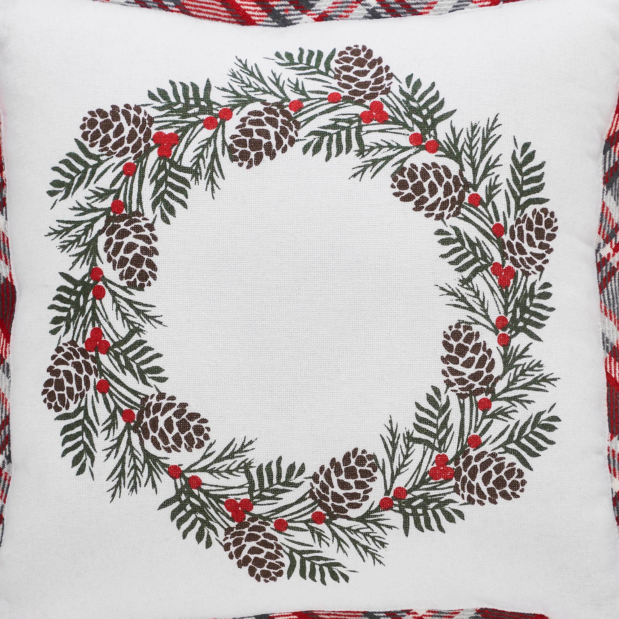 Gregor Plaid Wreath Pillow 12"x12"