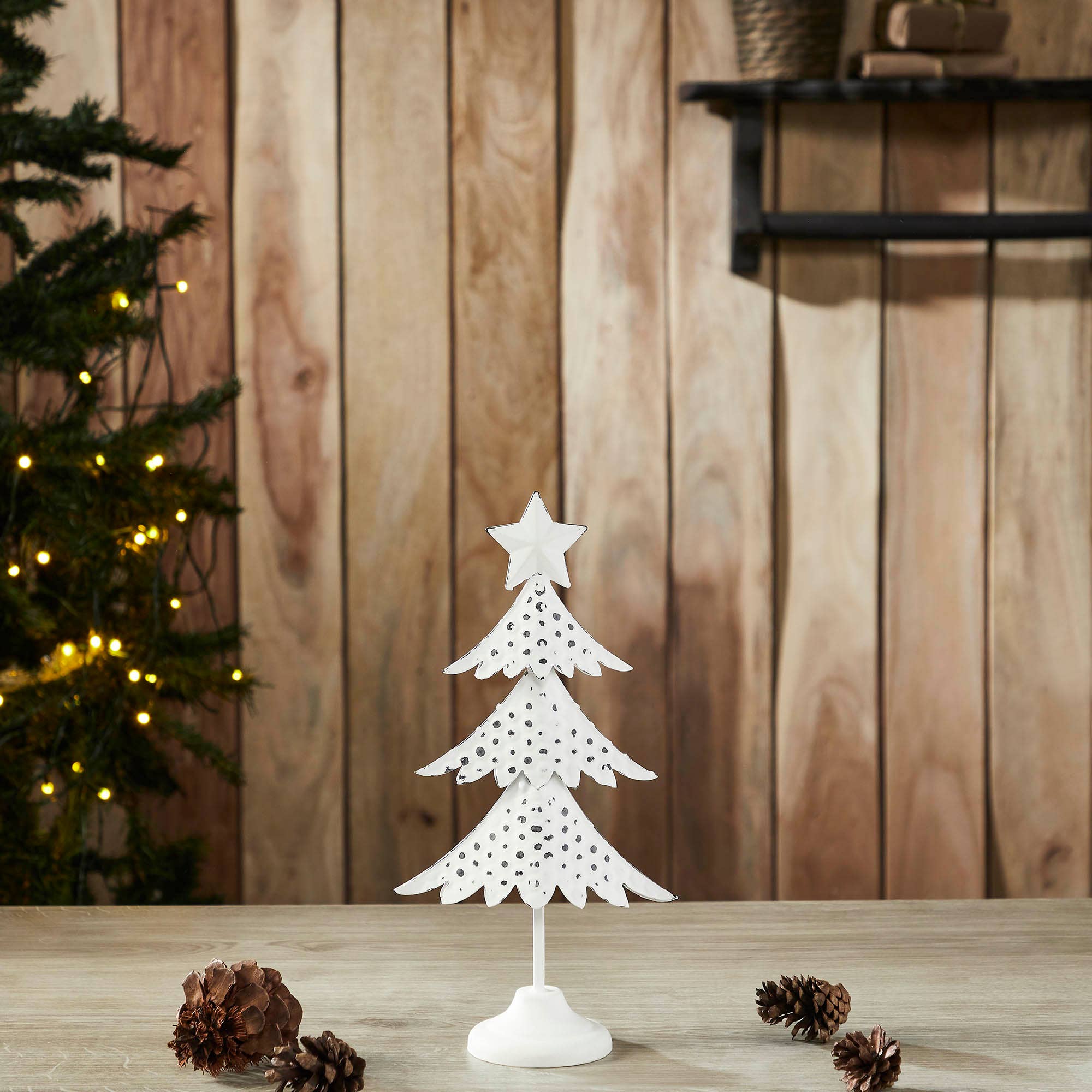 Christmas Tree Antique White Metal Figurine