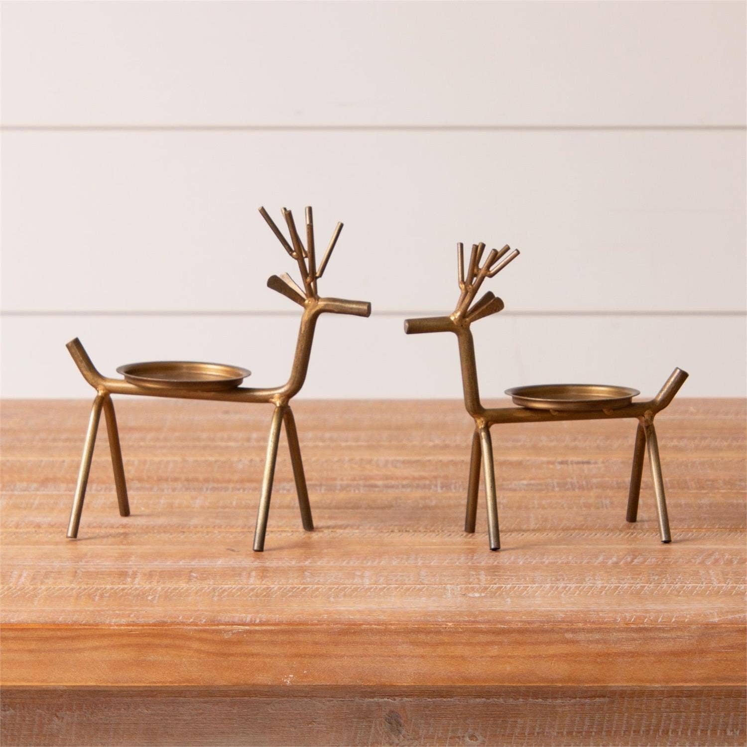 Gold Finish Deer Candle Holder