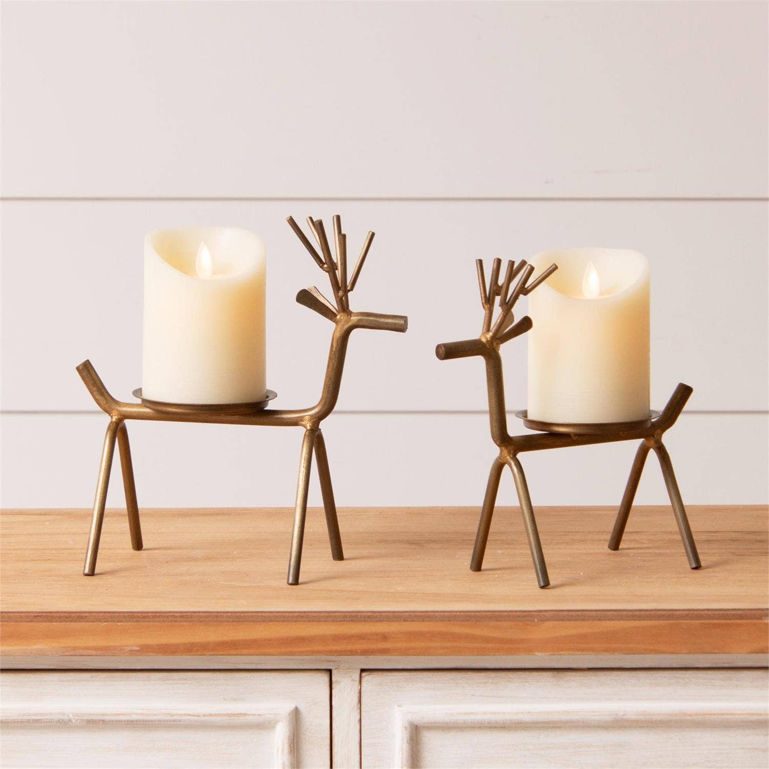 Gold Finish Deer Candle Holder