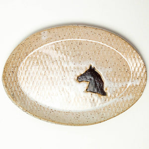 White Squirrel Clayworks - Brown Horse Oval Dish