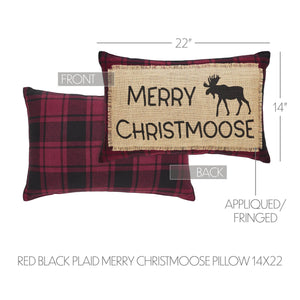 Red Black Plaid Merry Christmoose Pillow 14"x22"