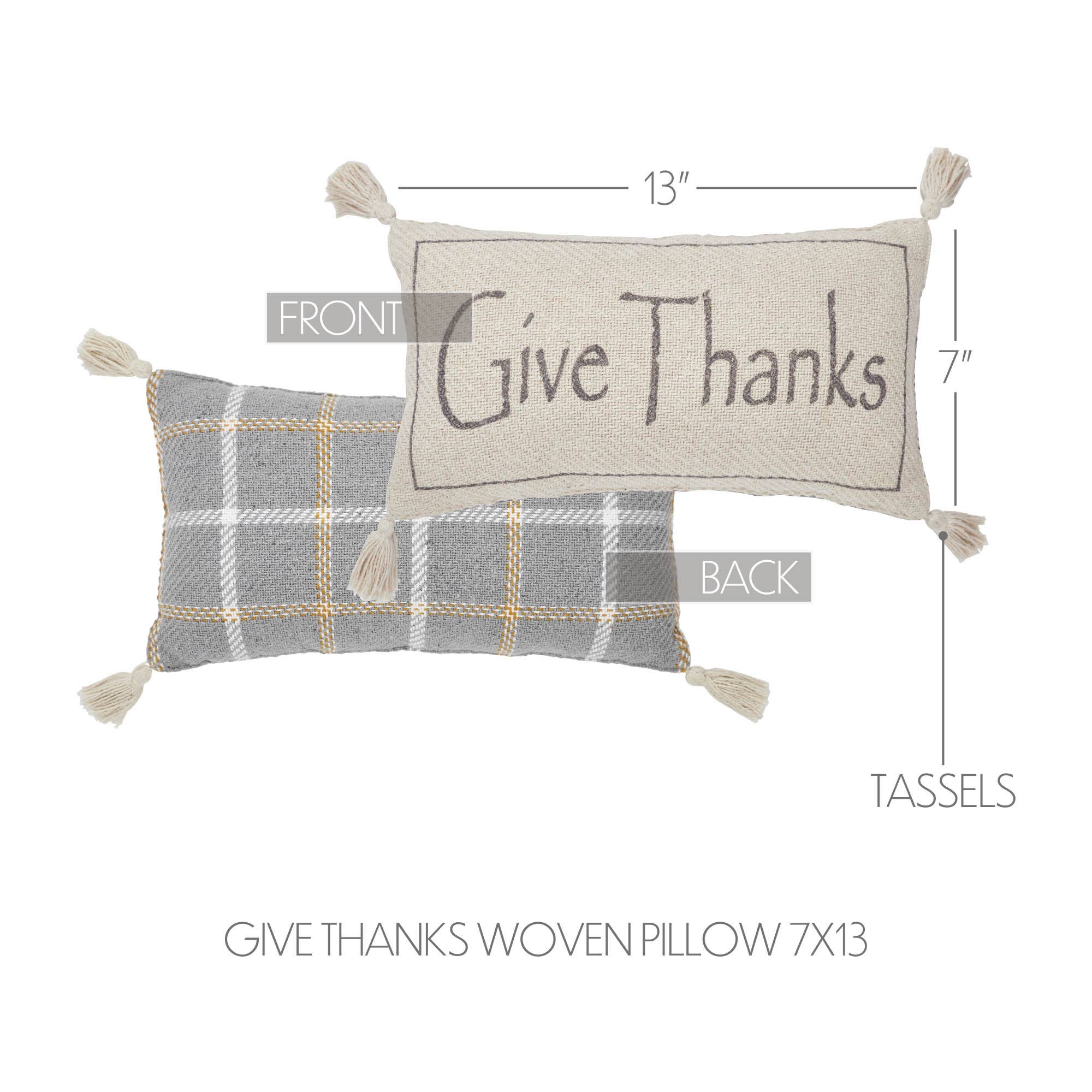 Harvest Blessings Give Thanks Woven Pillow 7"x13"