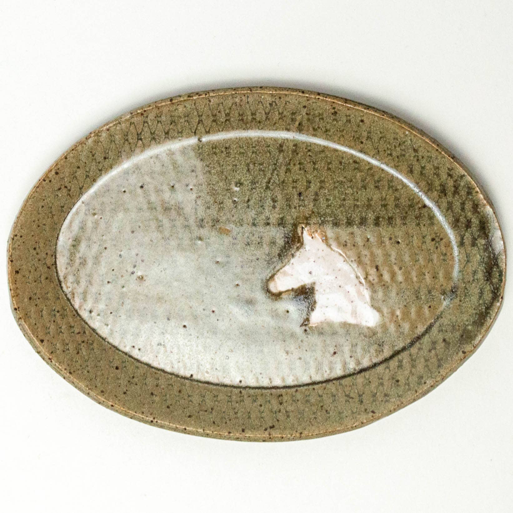 White Squirrel Clayworks - White Horse Oval Dish