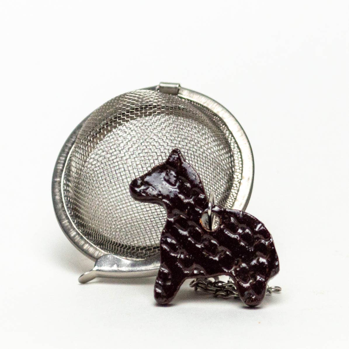 White Squirrel Clayworks Black Ceramic Horse Tea Infuser